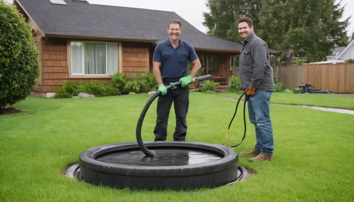 Friendly septic provider checking a tank lid in a yard near Brunswick